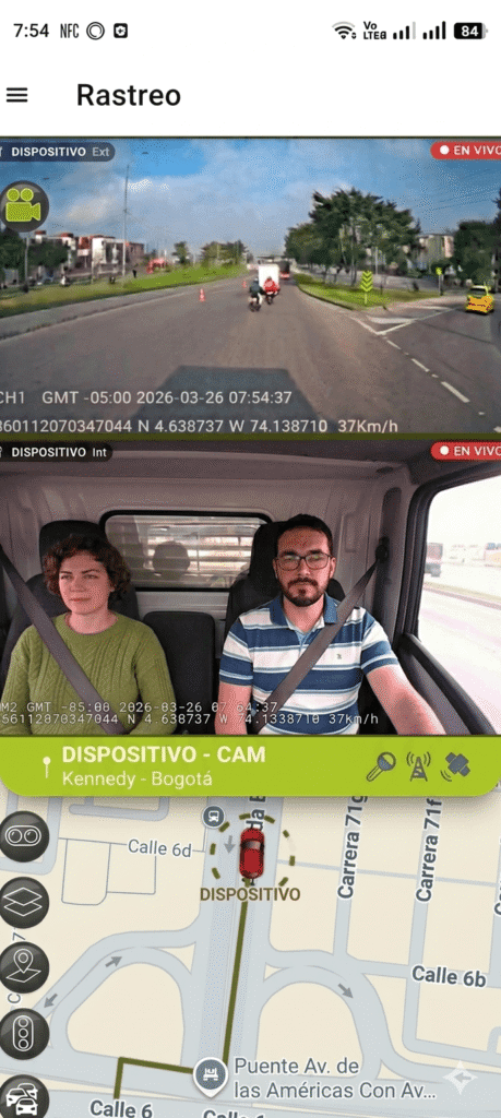 App con dos cámaras y mapa en vivo