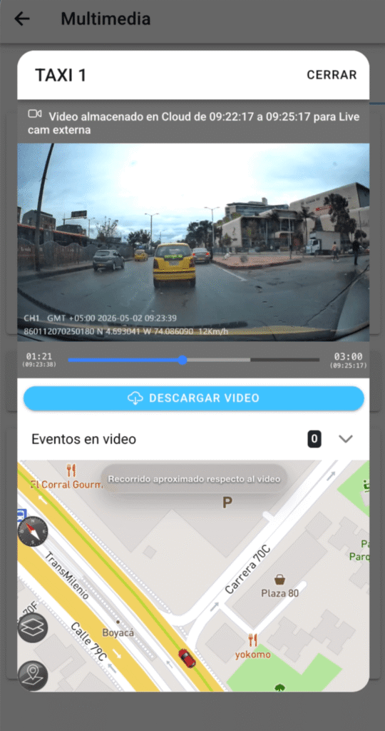 recrea video almacenado y mapa